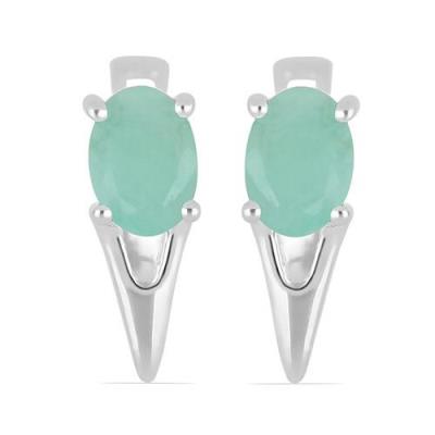 BUY REAL EMERALD GEMSTONE EARRINGS IN STERLING SILVER